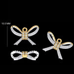 Load image into Gallery viewer, Bowknot Diamond Charm, 14k Solid Gold, Natural Diamonds, Everyday Layering Pendant, Dual Tone Necklace, Ready To Ship, Certified Jewelry