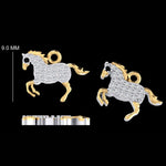 Load image into Gallery viewer, Horse Diamond Charm Pendant, 14k Solid Gold, Natural Diamonds, Layering Animal Pendant, Dual Tone Necklace, Ready To Ship, Certified Jewelry