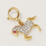 Load image into Gallery viewer, Horse Diamond Charm Pendant, 14k Solid Gold, Natural Diamonds, Layering Animal Pendant, Dual Tone Necklace, Ready To Ship, Certified Jewelry