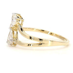 Load image into Gallery viewer, Three Stone Pear Diamond Ring, 14k Solid Gold, Natural Diamonds, Bypass Split Ring, Statement Cocktail Jewellery, Certified Jewelry