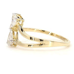 Load image into Gallery viewer, Three Stone Pear Diamond Ring, 14k Solid Gold, Natural Diamonds, Bypass Split Ring, Statement Cocktail Jewellery, Certified Jewelry