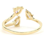 Load image into Gallery viewer, Three Stone Pear Diamond Ring, 14k Solid Gold, Natural Diamonds, Bypass Split Ring, Statement Cocktail Jewellery, Certified Jewelry
