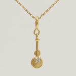 Load image into Gallery viewer, Guitar Diamond Charm, 14k Solid Gold, Natural Diamond, Layering Musical Pendant, Instrumental Necklace, Ready To Ship, Certified Jewelry