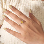 Load image into Gallery viewer, Pear Natural Yellow Sapphire Gemstone Ring: 14k Solid Gold Natural Diamonds Beaded Band, Certified Jewelry