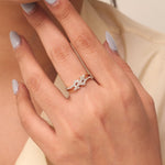 Load image into Gallery viewer, Floral Cluster Natural Diamond Ring: 14k Solid Gold Split Statement Band, IGI Certified, Ready To Ship