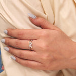 Load image into Gallery viewer, Floral Cluster Natural Diamond Ring: 14k Solid Gold Split Statement Band, IGI Certified, Ready To Ship