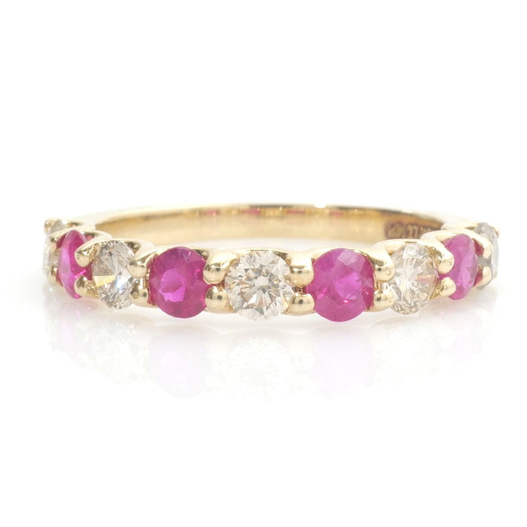 Ruby Diamond Eternity Band: 14k Solid Gold Stackable Ring