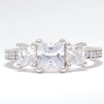 Load image into Gallery viewer, IGI Certified 1ct Lab-grown Diamond Engagement Ring in 14k Solid Gold: 3 Stone Princess Cut Wedding Ring