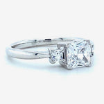 Load image into Gallery viewer, IGI Certified 3 Stone Lab grown Diamond: 14K Solid Gold Princess Solitaire Engagement Ring