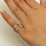 Load image into Gallery viewer, Pear & Oval Diamond Broad Band Ring, 14k Solid Gold Ring, Natural Diamonds, Multi-Row Cocktail Statement Band, Ready To Ship, HRD Certified