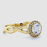 Load image into Gallery viewer, IGI Certified Lab grown Solitaire Halo Diamond Ring: 14K Solid Gold Bridal Twisted Band Ring