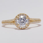 Load image into Gallery viewer, IGI Certified Lab grown Halo Solitaire Engagement Ring: 14K Solid Gold Diamond Wedding Ring