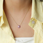 Load image into Gallery viewer, Natural Ruby & Oval Natural Diamond Necklace: 14k Solid Gold Stacking Gemstone Jewellery, Certified Jewelry