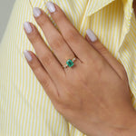 Load image into Gallery viewer, Natural Emerald Cut Emerald Diamond Ring, 14k Solid Gold, Natural Diamonds, Rectangular Gemstone Jewellery, Promise Ring, Certified Jewelry