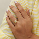 Load image into Gallery viewer, Round Solitaire Halo Diamond Ring, 14k Solid Gold, Natural Diamonds, Twisted Band Engagement Ring, Bridal Jewellery, Certified Jewelry