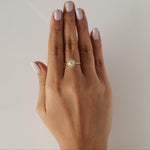 Load image into Gallery viewer, Round Solitaire Halo Diamond Ring, 14k Solid Gold, Natural Diamonds, Twisted Band Engagement Ring, Bridal Jewellery, Certified Jewelry