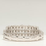 Load image into Gallery viewer, Triple Row Natural Diamond Wide Bracelet, 14k Solid Gold Cluster Illusion Cocktail Bracelet, IGI Certified, Ready To Ship