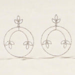 Load image into Gallery viewer, Floral Hoop Natural Diamond Dangle Earrings: 14k Solid Gold Circle Drop Jewelry, HRD Certified, Ready To Ship