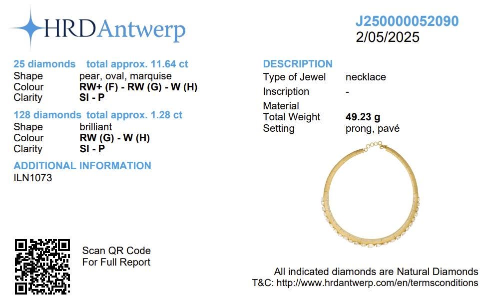 Pear & Marquise Diamond Choker: 14k Gold Bridal Necklace, HRD Certified