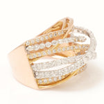 Load image into Gallery viewer, Criss Cross Natural Diamond Band Ring: 14k Solid Gold Wide Cocktail Statement Ring, Certified Jewelry