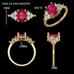 Load image into Gallery viewer, Oval Ruby Natural Diamond Cluster Ring: 14k Solid Gold Gemstone Bridal Ring, HRD Certified, Ready To Ship