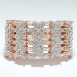 Load image into Gallery viewer, Round and Baguette Natural Diamond Ring: 14K Solid Gold Half Eternity Wide Cocktail Band, IGI Certified, Ready To Ship