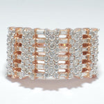 Load image into Gallery viewer, Round and Baguette Natural Diamond Ring: 14K Solid Gold Half Eternity Wide Cocktail Band, IGI Certified, Ready To Ship