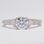 Load image into Gallery viewer, IGI Certified Round Solitaire Lab grown diamond ring: 14K Solid Gold Trillion Engagement Ring, Wedding Ring