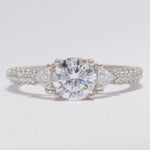 Load image into Gallery viewer, IGI Certified Round Solitaire Lab grown diamond ring: 14K Solid Gold Trillion Engagement Ring, Wedding Ring