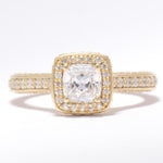 Load image into Gallery viewer, IGI Certified Lab Grown Cushion Halo Ring: 14K Solid Gold Wedding Ring