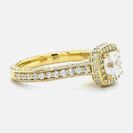 Load image into Gallery viewer, IGI Certified Lab Grown Cushion Halo Ring: 14K Solid Gold Wedding Ring