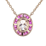 Load image into Gallery viewer, Natural Ruby & Oval Natural Diamond Necklace: 14k Solid Gold Stacking Gemstone Jewellery, Certified Jewelry