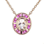 Load image into Gallery viewer, Natural Ruby & Oval Natural Diamond Necklace: 14k Solid Gold Stacking Gemstone Jewellery, Certified Jewelry