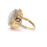 Load image into Gallery viewer, Natural Oval Opal Diamond Halo Ring, 14k Solid Gold, Natural Diamonds, Gemstone Jewellery, Cocktail Statement Ring, Certified Jewellery