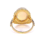 Load image into Gallery viewer, Natural Oval Opal Diamond Halo Ring, 14k Solid Gold, Natural Diamonds, Gemstone Jewellery, Cocktail Statement Ring, Certified Jewellery