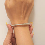 Load image into Gallery viewer, Filigree Natural Diamond Channel Bangle Bracelet: 14k Solid Gold Wedding Statement Jewelry, Certified Jewelry