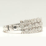 Load image into Gallery viewer, Triple Row Natural Diamond Wide Bracelet, 14k Solid Gold Cluster Illusion Cocktail Bracelet, IGI Certified, Ready To Ship