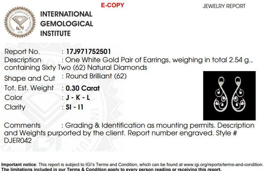 Swirl Natural Diamond Stud Earrings: 14k Solid Gold Everyday Jewelry, IGI Certified, Ready To Ship