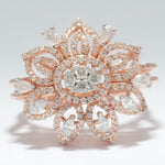 Load image into Gallery viewer, Flower Halo Natural Diamond Ring: 14k Solid Gold Marquise & Round Floral Cocktail Ring, Certified Jewelry