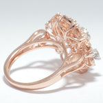 Load image into Gallery viewer, Flower Halo Natural Diamond Ring: 14k Solid Gold Marquise & Round Floral Cocktail Ring, Certified Jewelry