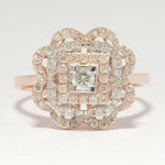Load image into Gallery viewer, Square Floral Natural Diamond Ring: 14k Solid Gold Cluster Halo Statement Ring, IGI Certified, Ready To Ship