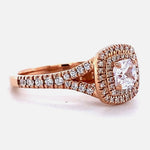 Load image into Gallery viewer, IGI Certified Lab Grown Solitaire Diamond Ring: 14K Solid Gold Square Double Halo Proposal Ring