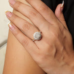 Load image into Gallery viewer, Floral Halo Cluster Natural Diamond Ring: 14k Solid Gold Engagement Proposal Jewellery, Certified Jewelry