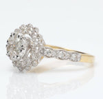 Load image into Gallery viewer, Floral Halo Cluster Natural Diamond Ring: 14k Solid Gold Engagement Proposal Jewellery, Certified Jewelry