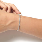 Load image into Gallery viewer, Linear Natural Diamond Tennis Bracelet: 14k Solid Gold Prong Stacking Wedding Jewellery, Certified Jewelry