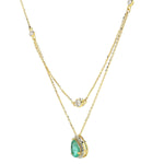 Load image into Gallery viewer, Natural Emerald Layered Diamond Stacking Necklace: 14k Solid Gold Pear Gemstone Jewellery, Certified Jewelry