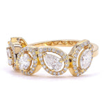 Load image into Gallery viewer, Fancy Diamond Band, 14k Solid Gold, Natural Diamonds, Multi Stone Halo Ring, Statement Jewellery, Stacking Band, Certified Jewelry