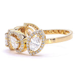 Load image into Gallery viewer, Fancy Diamond Band, 14k Solid Gold, Natural Diamonds, Multi Stone Halo Ring, Statement Jewellery, Stacking Band, Certified Jewelry