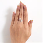 Load image into Gallery viewer, Double Pear Natural Diamond Bypass Ring: 14k Solid Gold Halo Split Statement Jewellery, Certified Jewelry