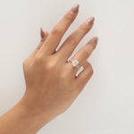 Load image into Gallery viewer, IGI Certified Emerald Cut Lab Grown Diamond Ring: 14k Solid Gold Solitaire Pavé Band Wedding Jewelry